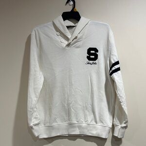 Sean John Cream V-Neck Sweater with Black Accents